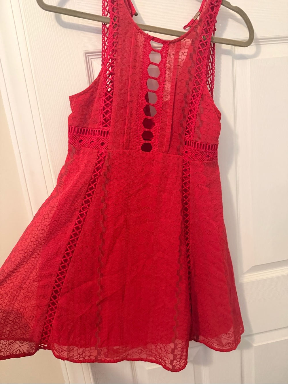Free People Pink Lace Cutout Mini Dress